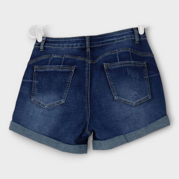 Shein Women's Essence Ripped Roll Up Hem Denim Shorts Size Large - Picture 2 of 3